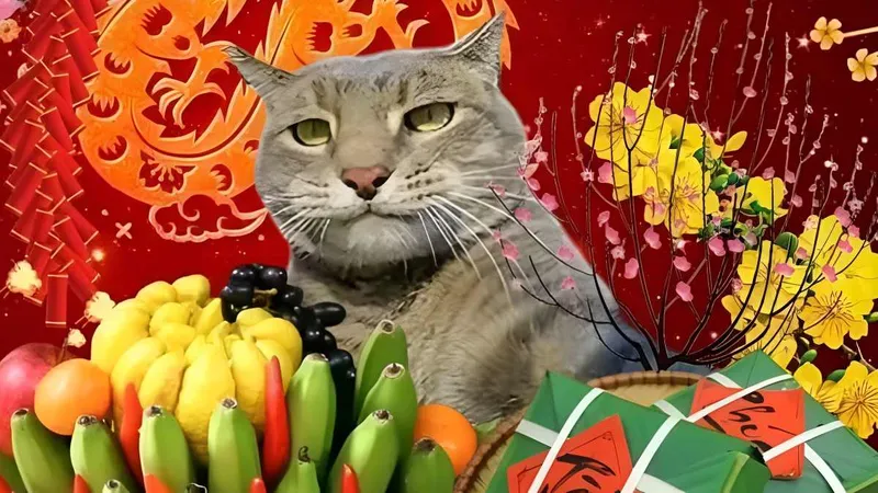 Meme mèo ngày Tết luôn khiến người xem thích thú Meme mèo ngày Tết luôn khiến người xem thích thú