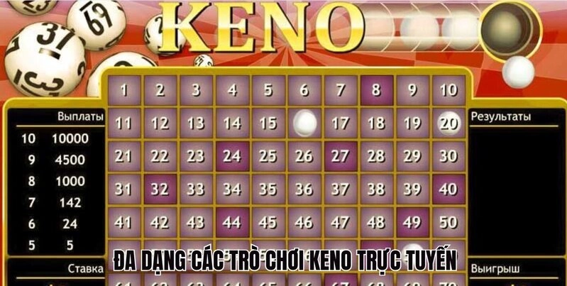 Đa dạng các trò chơi Keno trực tuyến