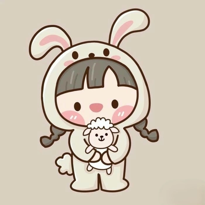 Con thỏ cute hình bánh bao chibi phong cách kawaii 