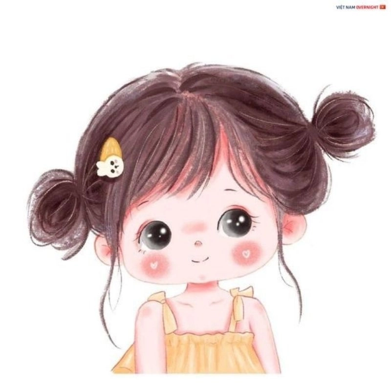 Avatar chibi cute nữ nét vẽ mềm mại đáng yêu 