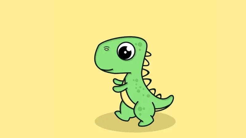 Con khủng long chibi nét vẽ dễ thương phong cách vui nhộn 