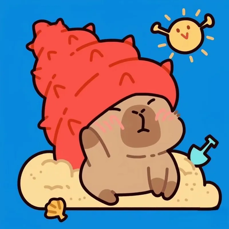Chibi capybara nét vẽ kawaii dễ thương