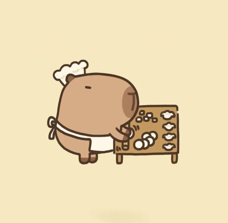Capybara cute chibi phong cách kawaii ngộ nghĩnh