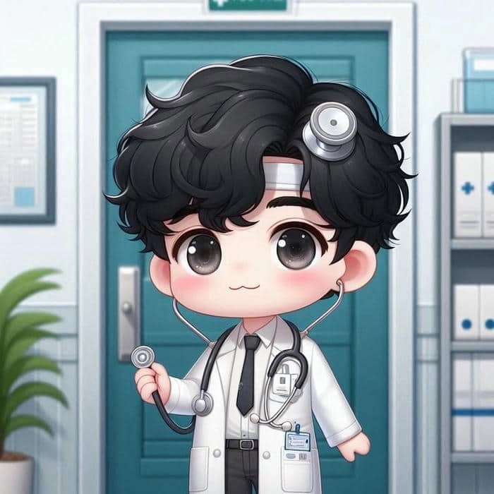 Ảnh bác sĩ chibi nét vẽ vui nhộn dễ thương 