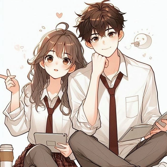Hình chibi đôi dễ thương thần thái ngộ nghĩnh 