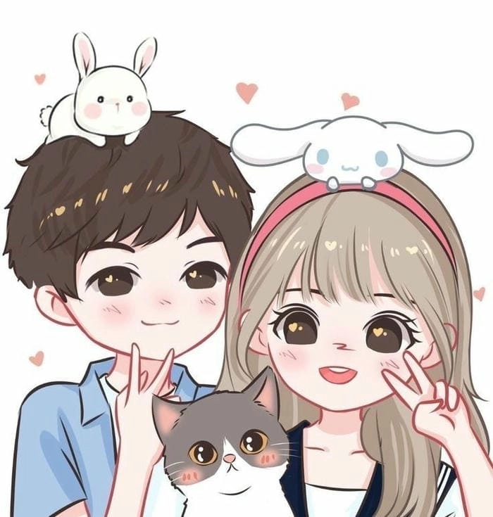 Cặp chibi phong cách kawaii đáng yêu ngộ nghĩnh 