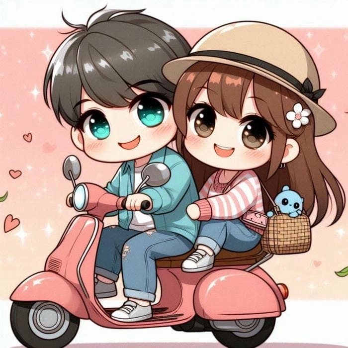 Anime chibi cặp đôi cute nét vẽ Nhật Bản đáng yêu 