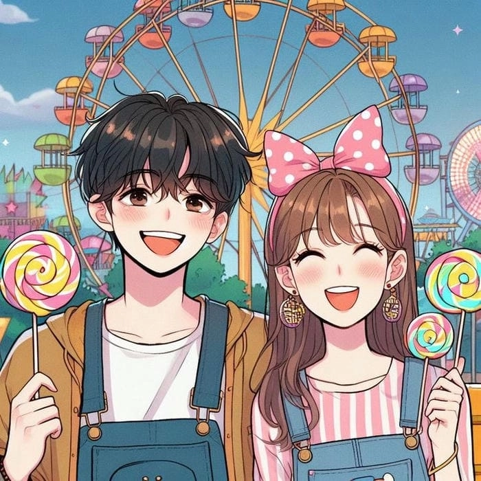 Ảnh chibi cặp đôi thần thái kawaii dễ thương 