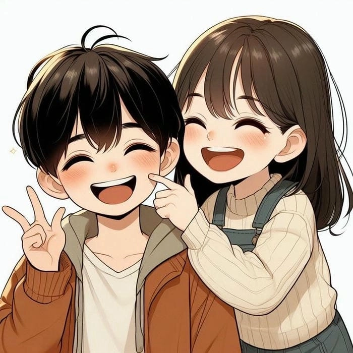 Ảnh chibi cute cặp đôi thần thái ngộ nghĩnh 