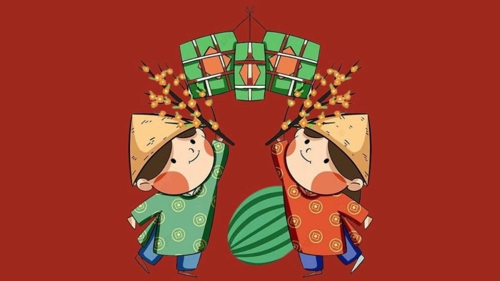 Anime Tết chibi phong cách Nhật Bản kawaii 