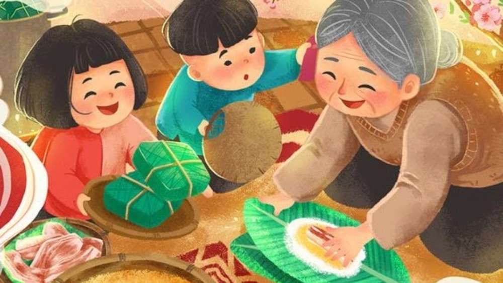 Hình Tết chibi nét vẽ ngộ nghĩnh kawaii 