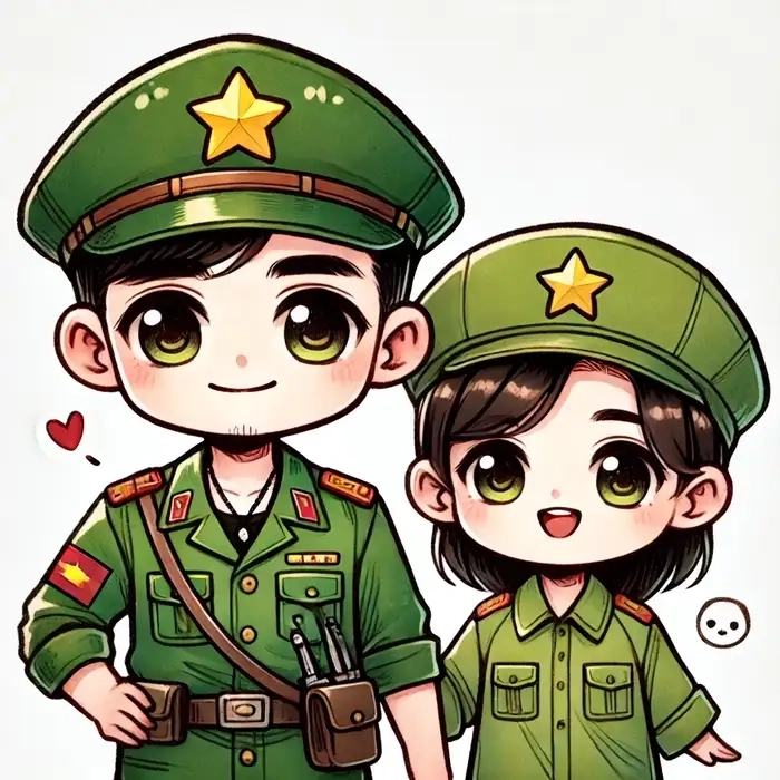 Hình bộ đội chibi ngộ nghĩnh phong cách kawaii 