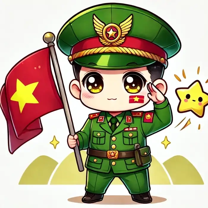 Chibi bộ đội Việt Nam và bạn bè phong cách kawaii 