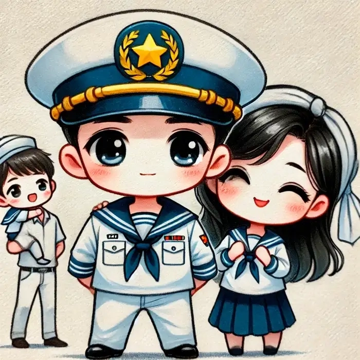 Chú bộ đội chibi phong cách kawaii dễ thương 