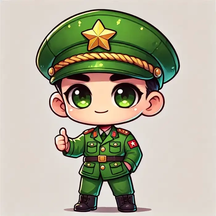 Hình ảnh chibi bộ đội đứng gác phong cách kawaii 