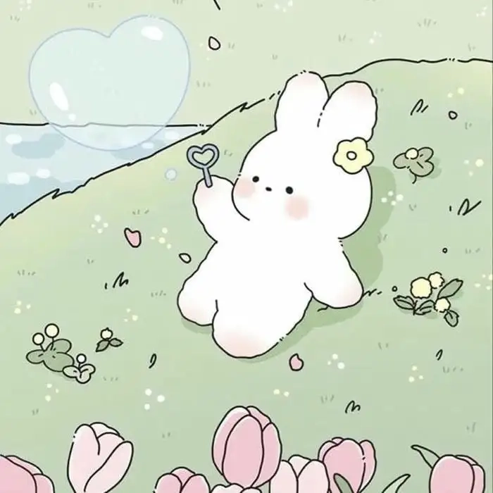 Hình thỏ trắng cute phong cách kawaii dễ thương 