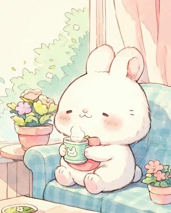 Hình con thỏ cute thần thái ngộ nghĩnh kawaii 