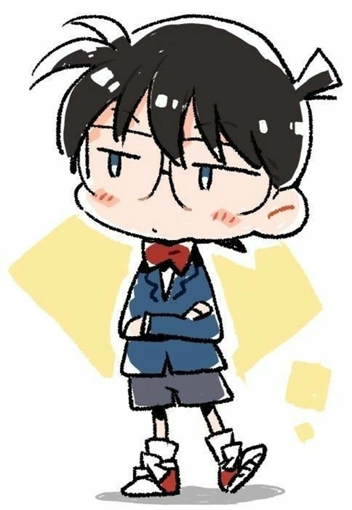 Mặt Conan chibi nét vẽ biểu cảm vui nhộn đáng yêu 