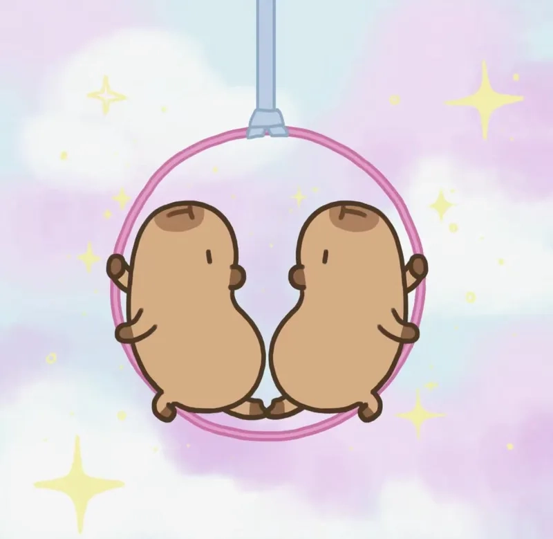 Ảnh capybara chibi nét vẽ ngộ nghĩnh kawaii