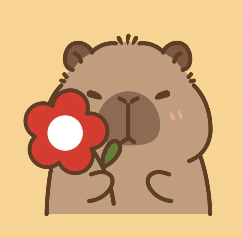 Hình nền máy tính capybara chibi phong cách kawaii