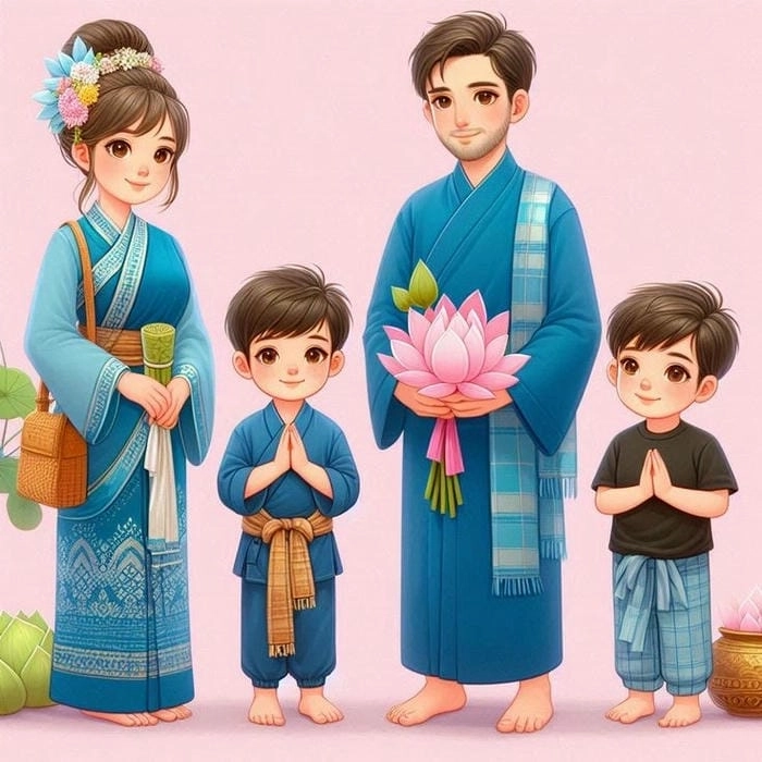 Tranh gia đình chibi phong cách dễ thương ngộ nghĩnh 