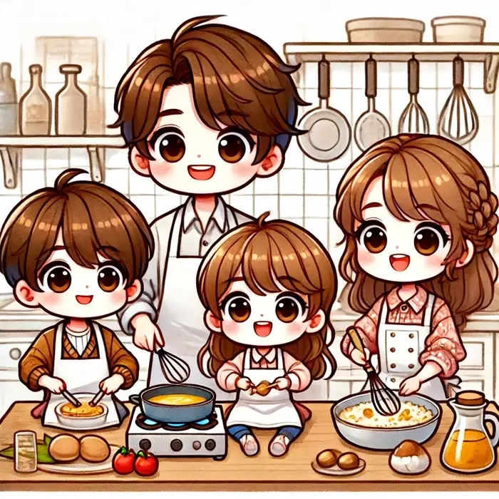 Gia đình chibi cute nét vẽ ngộ nghĩnh dễ thương 