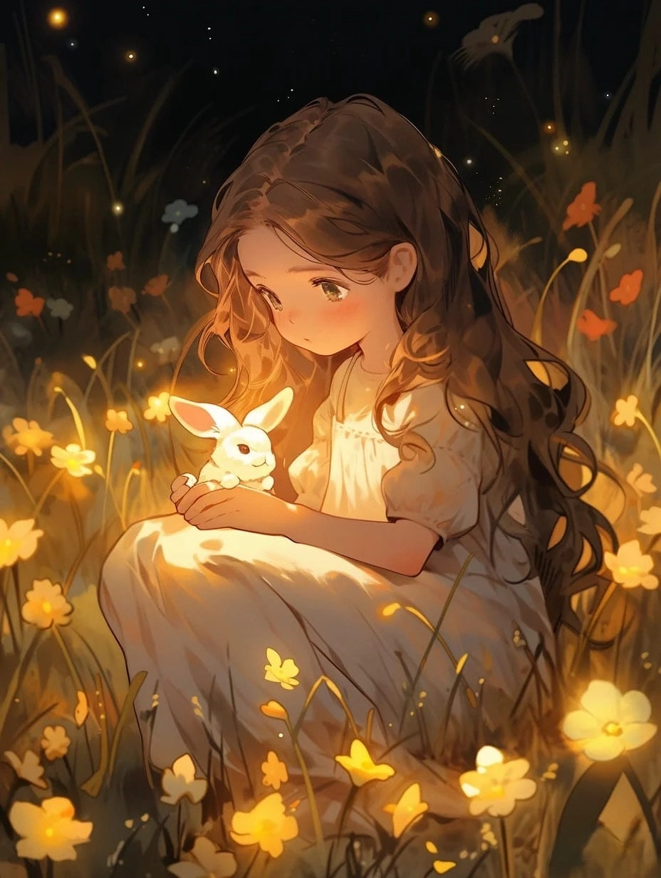 Hình ảnh chibi nữ cute màu tím phong cách mộng mơ 