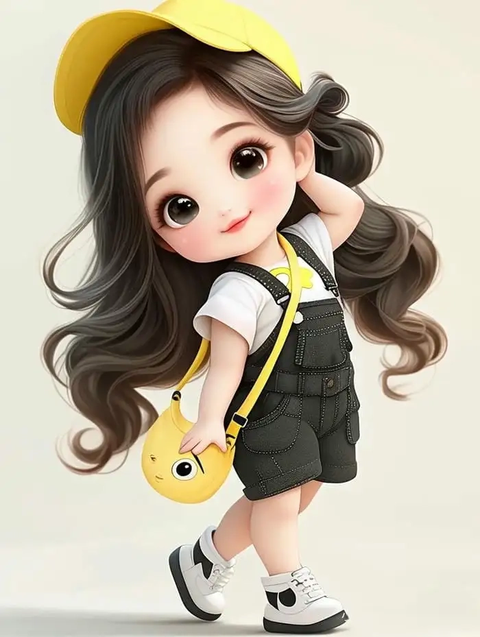 Avatar chibi nữ cute màu xanh dương tươi mát đáng yêu 