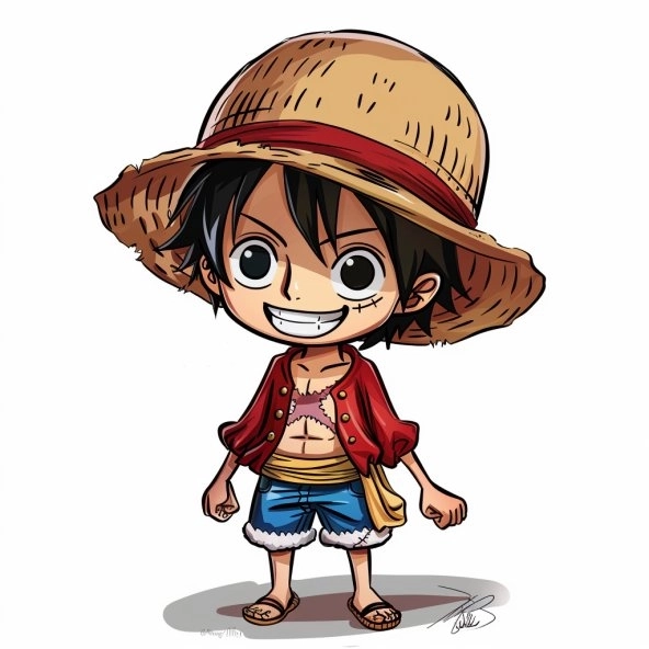 Luffy Nika chibi nét vẽ Gear 5 đầy năng động 