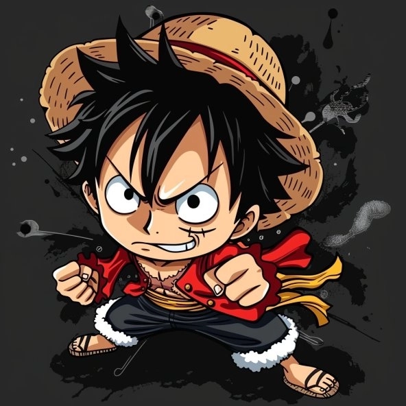 Luffy chibi cute thần thái vui nhộn dễ thương 