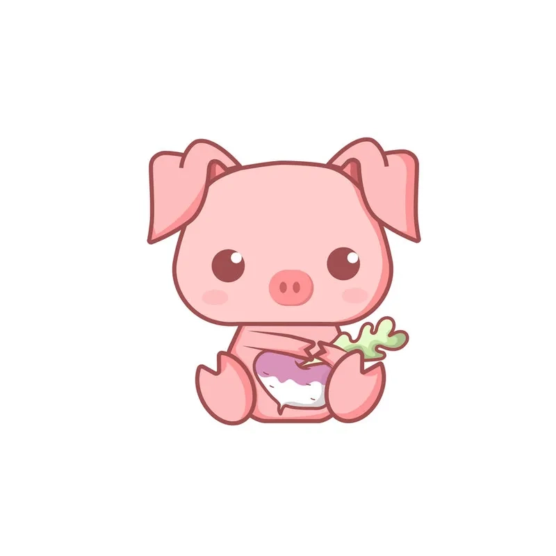 Heo dễ thương chibi với biểu cảm hài hước đáng yêu