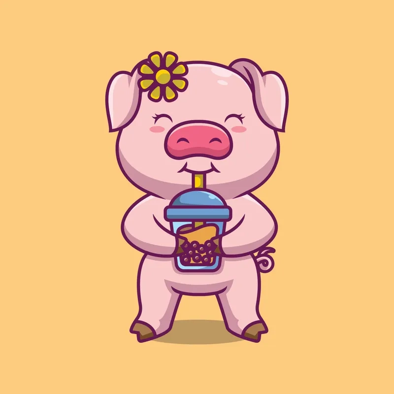 Hình heo chibi mang lại cảm giác đáng yêu dễ chịu