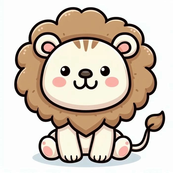 Con sư tử chibi thần thái vui nhộn phong cách đáng yêu 