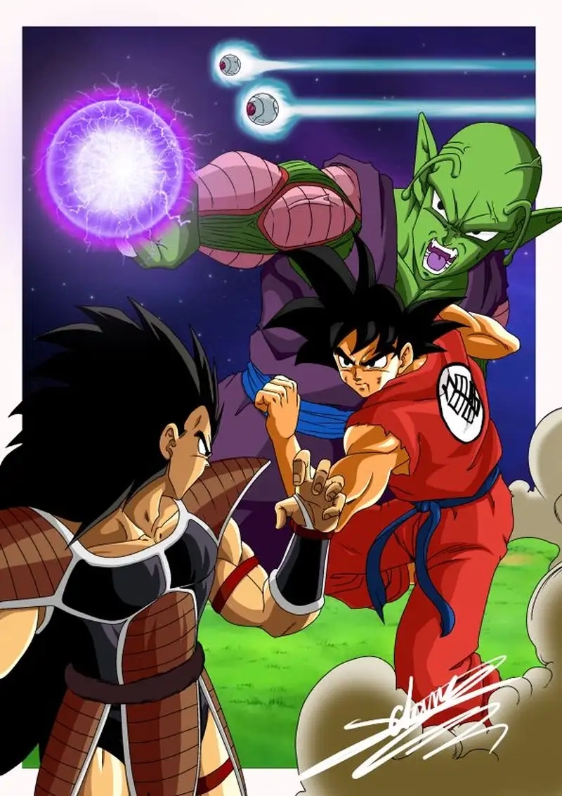 Hình ảnh đối đầu căng thẳng Raditz vs Goku