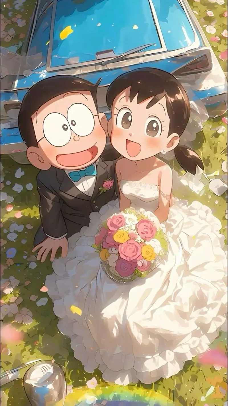 Hình ảnh Nobita và Shizuka ghi lại khoảnh khắc ngọt ngào tuổi học trò