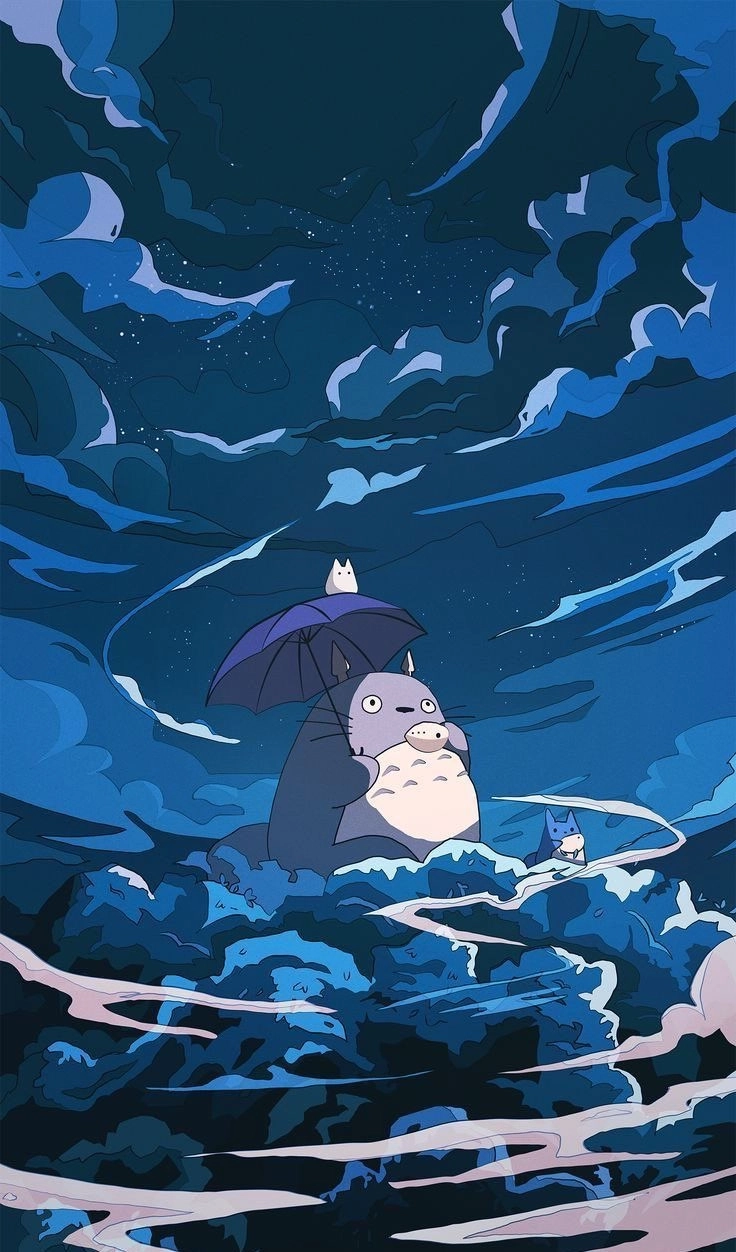 Ảnh anime Totoro sinh động thể hiện sự vui nhộn và dễ thương