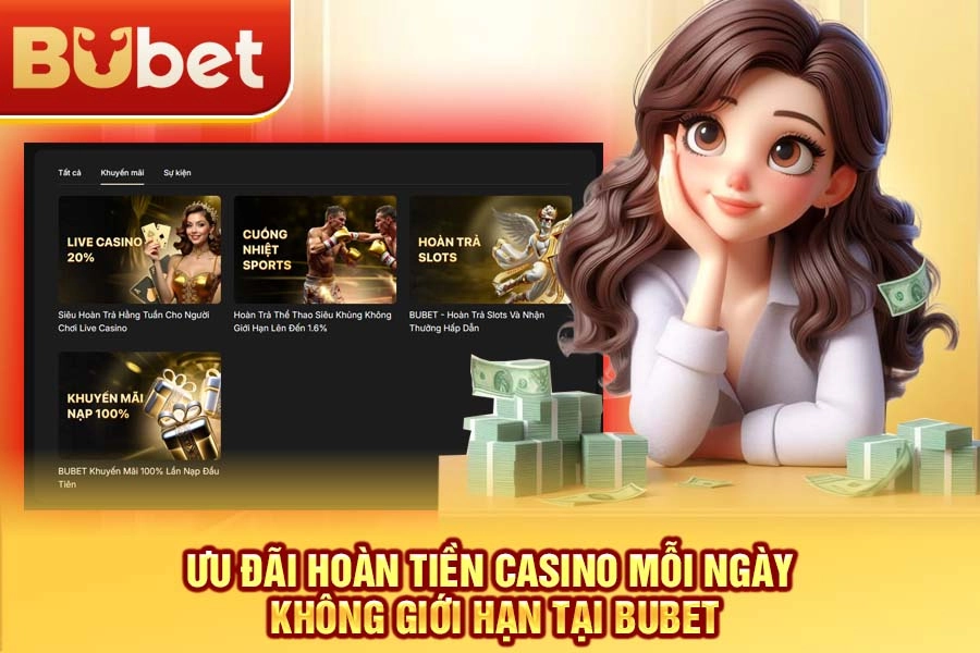 BuBet bật mí ưu đãi hoàn tiền Casino mỗi ngày không giới hạn tại BuBet