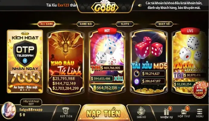 Tài xỉu Go88 – Chơi nhanh nhận thưởng nhanh