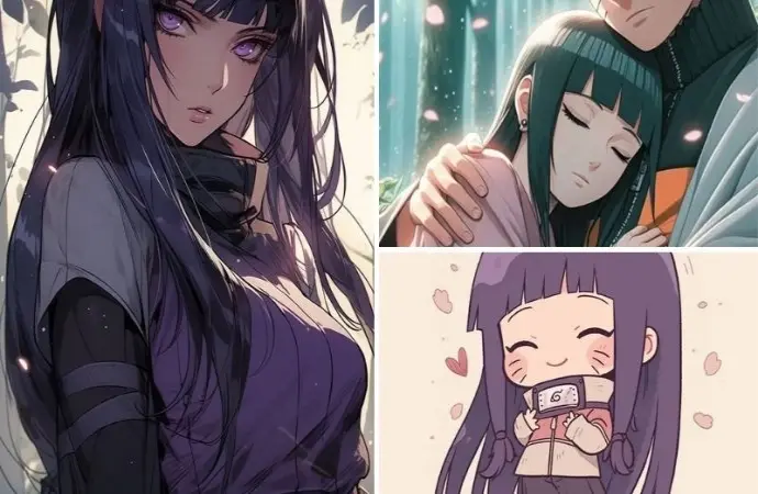 Hinata Hyuga hiện lên mạnh mẽ và kiên định qua từng góc ảnh