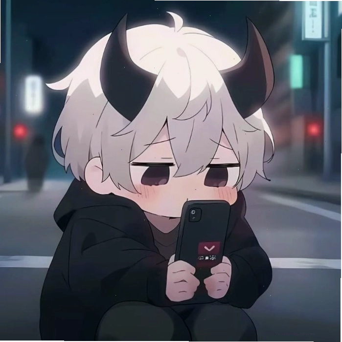 Ác quỷ anime chibi với nét mặt tươi sáng