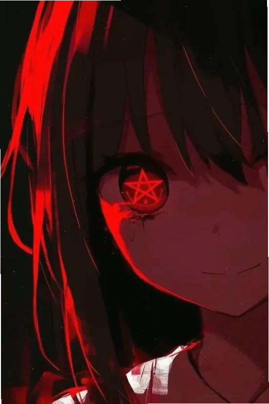 Ảnh anime nam ác quỷ với đôi mắt đỏ rực và khí chất lạnh lùng