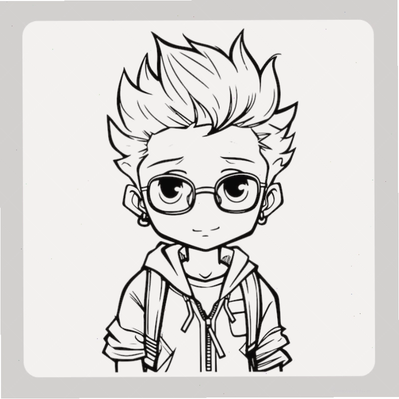 Anime boy với mái tóc màu xanh độc đáo và trang phục cá tính