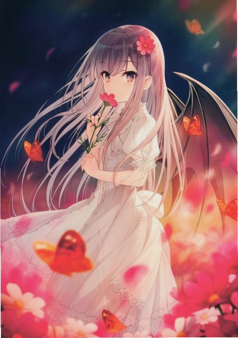 Anime girl dễ thương với đôi cánh ác quỷ