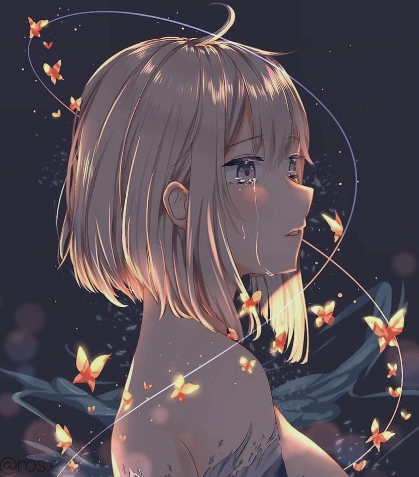 Avatar anime nam với hiệu ứng mờ ảo ở hậu cảnh