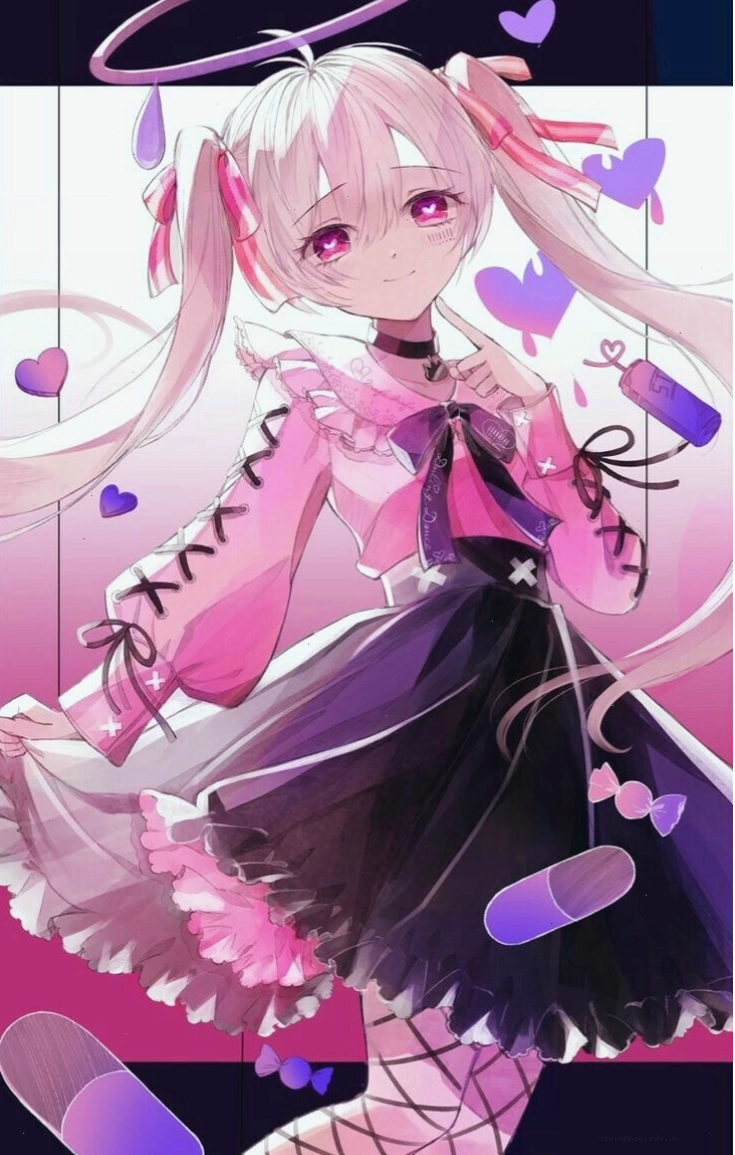 Avatar anime nữ đen trắng với background trừu tượng