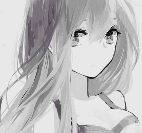 Avatar anime nữ với đôi mắt to tròn đen trắng