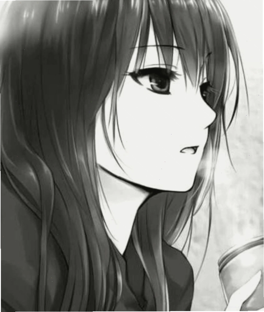 Avatar anime nữ với mái tóc dài đen trắng