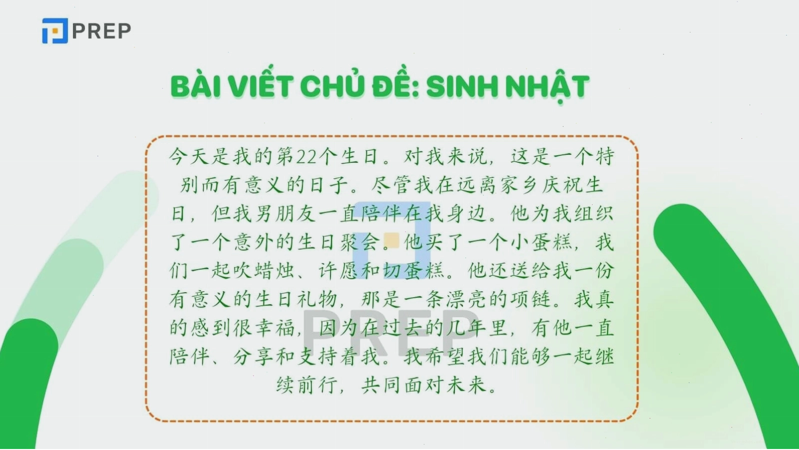 Bài viết tiếng Trung theo chủ đề sinh nhật