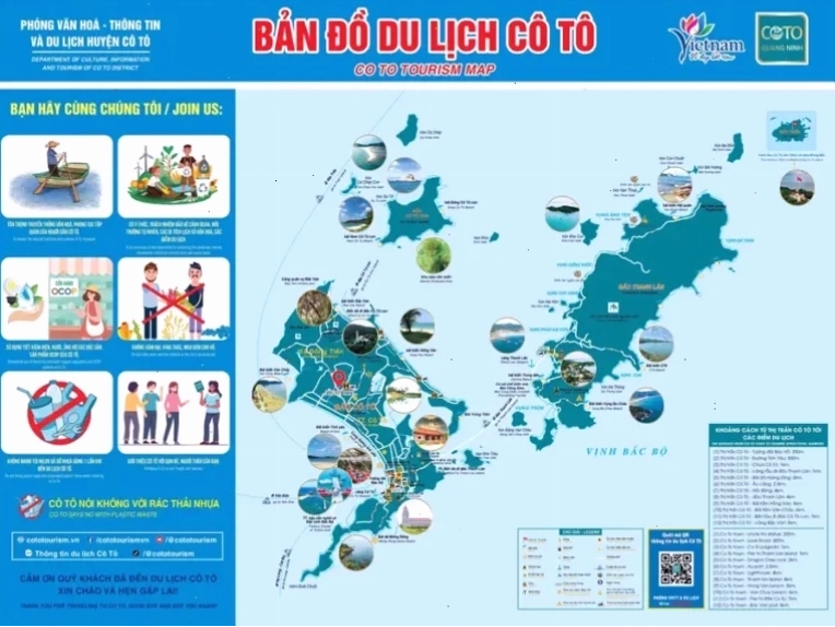 Bản đồ các điểm du lịch tại đảo Cô Tô