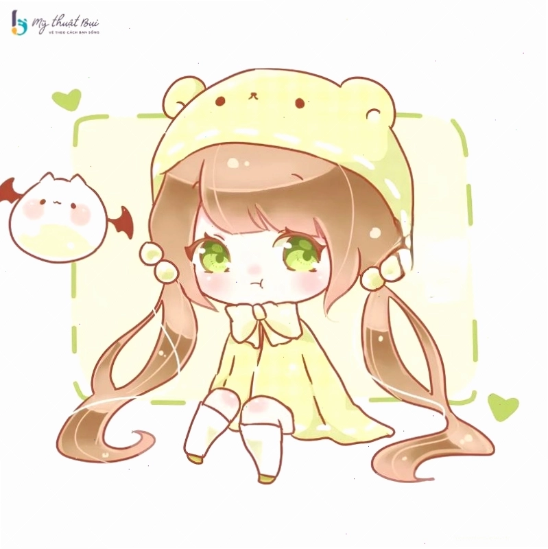 Biểu cảm đáng yêu của nhân vật chibi nữ